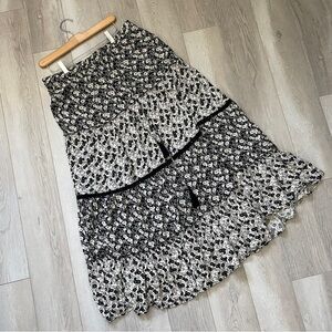 Solitaire Maxi Skirt floral tiered womens Black White (xlarge) boho farmhouse